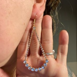 Never Worn Rose Gold Rhinestone Pyramid Dangle Earrings